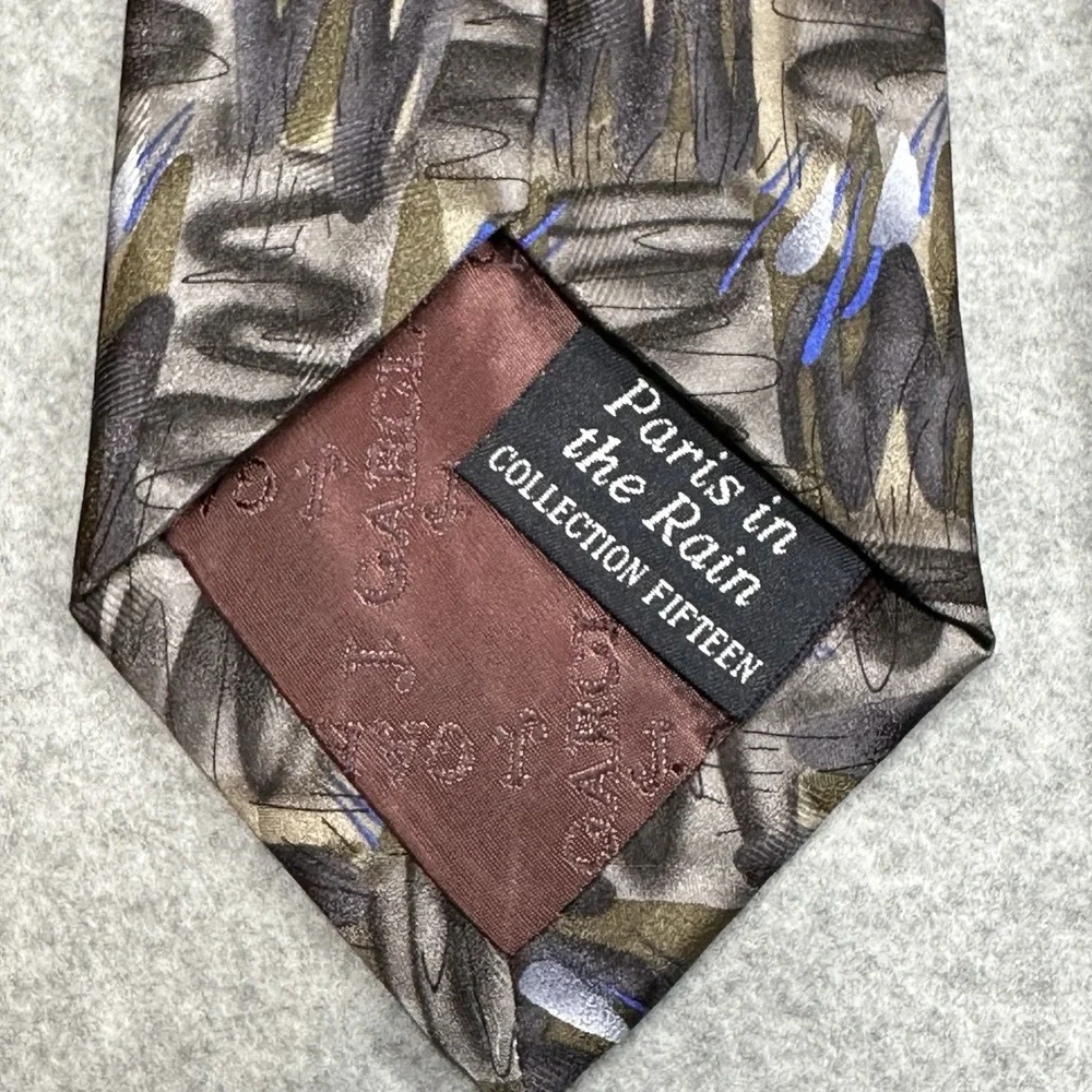 J Garcia Collection 15 Abstract Brown Blue Silk Tie Vintage‎ USA 